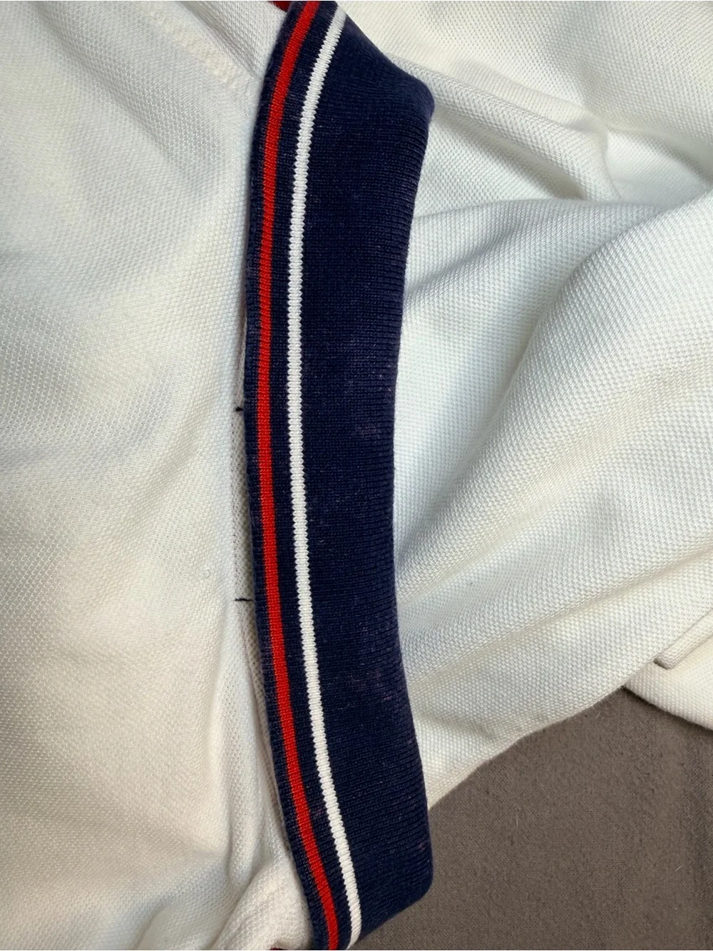 Polo Ralph Lauren Custom Fit Big Pony Polo Shirt Mens L White Navy Red Striped